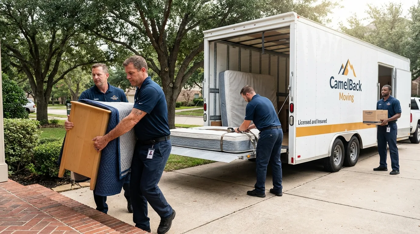 Crew loading residential truck for cross-state move from Dolton, IL